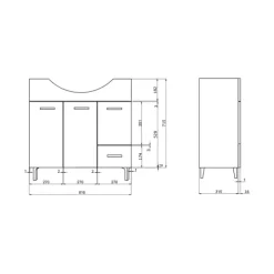 85 cm Badezimmermöbel-Set in Eiche grau Holzoptik | Rimini