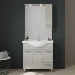85 cm Badezimmermöbel-Set in Eiche grau Holzoptik | Rimini