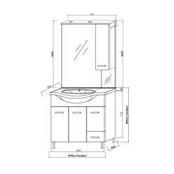 85 cm Badezimmermöbel-Set in Eiche grau Holzoptik | Rimini