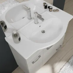 85 cm Badezimmermöbel-Set in Eiche grau Holzoptik | Rimini