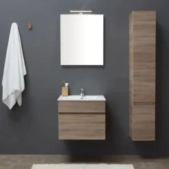 60 cm Badmöbel mit Auszug, Spiegel und Waschtisch | Sole