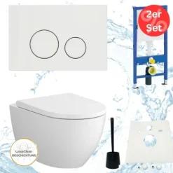 2 x Set Geberit Spülkasten Bartolo WC spülrandlos Betätigungsplatte weiß inkl. Zubehör