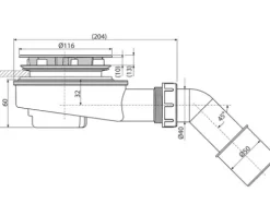 Ablaufgarnitur für Duschwannen für 90 mm Ablaufloch
