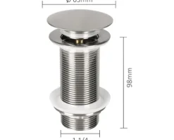 Ablaufventil PUSH-OPEN 1 1/4" Lang matt chrom
