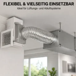 Abluftschlauch 160 mm flexibel Für Klima-, Lüftungs- und Abluftanlagen Feuerfest langlebig und mit robuster Aluminium-Innenbeschichtung