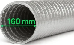 Abluftschlauch 160 mm flexibel Für Klima-, Lüftungs- und Abluftanlagen Feuerfest langlebig und mit robuster Aluminium-Innenbeschichtung
