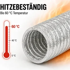 Abluftschlauch 160 mm flexibel Für Klima-, Lüftungs- und Abluftanlagen Feuerfest langlebig und mit robuster Aluminium-Innenbeschichtung