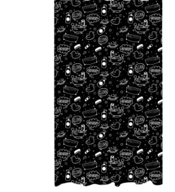 ADOB Duschvorhang Motiv SCHWARZ - WEISS, 180 x 180 cm, abwaschbar, inklusive 12 Duschvorhangringe