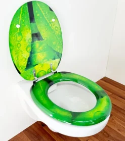 ADOB Design WC Sitz Blätter, Holzkern lackiert, verstellbare Metallscharniere, universalpassend