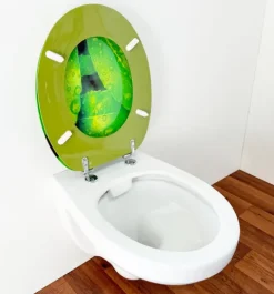 ADOB Design WC Sitz Blätter, Holzkern lackiert, verstellbare Metallscharniere, universalpassend