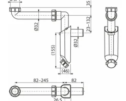 Alcadrain Raumsparsiphon für Waschtisch 1 1/4 Zoll x 32 mm weiß A43S-DN32