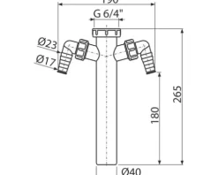 Alca Tauchrohr mit 2 Maschinenanschlüsse 1 ½" weiß