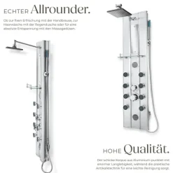 Aluminium Duschpaneel tectake Antikalktechnik Regendusche silber