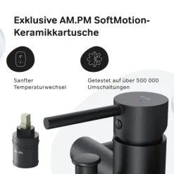 AM.PM Badewannenarmatur Einhebelmischer Badewanne Schwarz FPA10022 Spike