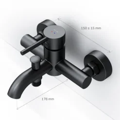AM.PM Badewannenarmatur Einhebelmischer Badewanne Schwarz FPA10022 Spike