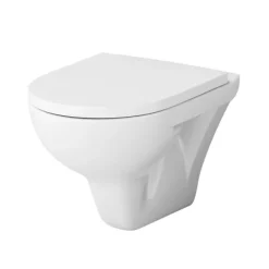 AM.PM Spülrandloses Wand Hänge WC Weiß kurz aus Keramik Wand WC mit WC-Sitz Soft-Close Absenkautomatik Toilettensitz Duroplast abnehmbar, Tiefspüler WC Hänge Toilette CTA1700SC Hit