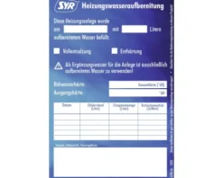 Aufkleberblock SYR Heizungswasseraufbereitung 3200.00.925