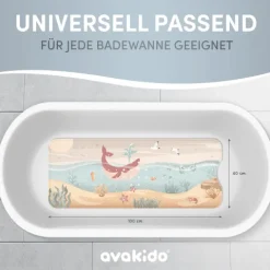 avakido® Badewannenmatte Kinder rutschfest - Inklusive 2 Haken zum Aufhängen - 100% , Wanneneinlage, Antirutschmatte Badewanne - schimmelresistent & maschinenwaschbar