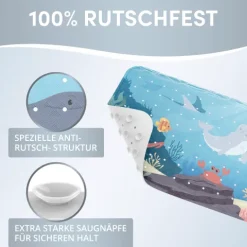 avakido® Badewannenmatte Kinder rutschfest - Inklusive 2 Haken zum Aufhängen - 100% , Wanneneinlage, Antirutschmatte Badewanne - schimmelresistent & maschinenwaschbar