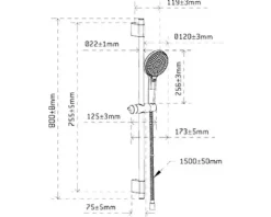 AVITAL Brausegarnitur GAUJA chrom glänzend Brausestangenlänge 800 mm