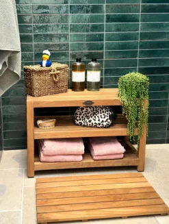 Badematte Holz Milo Bad Fußmatte Badvorleger Premium