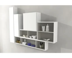 Baden Haus Hängeschrank BxHxT 20 x 60 x 14 cm weiß hochglanz fertig montiert