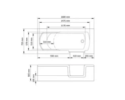 Badewanne mit Tür rechts SCHULTE Q1 80 x 180 cm alpinweiß glänzend mit Front- und 2 Seitenschürzen D80094R4