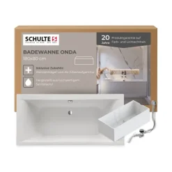 Badewanne Schulte Onda 180x80 cm Komplettset mit Wannenträger und Ab- und Überlaufgarnitur