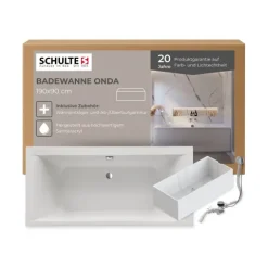 Badewanne Schulte Onda 190x90 cm Komplettset mit Wannenträger und Ab- und Überlaufgarnitur