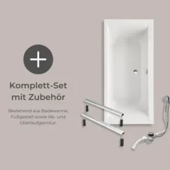 Badewanne Schulte Onda 170x75 cm Komplettset mit Fußgestell und Ab- und Überlaufgarnitur