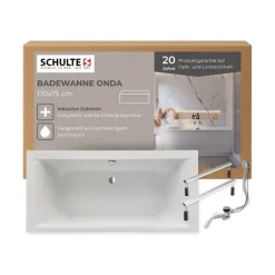 Badewanne Schulte Onda 170x75 cm Komplettset mit Fußgestell und Ab- und Überlaufgarnitur