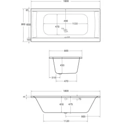 Badewanne Schulte Onda 180x80 cm Komplettset mit Fußgestell und Ab- und Überlaufgarnitur