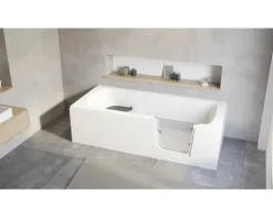 Badewanne mit Tür rechts SCHULTE Q1 75 x 160 cm alpinweiß glänzend mit Front- und 2 Seitenschürzen D80073R4
