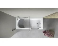 Badewanne mit Tür rechts SCHULTE Q1 75 x 160 cm alpinweiß glänzend mit Front- und 2 Seitenschürzen D80073R4