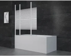 Badewannenaufsatz 3-teilig Aurlane White Elegance 3 125 x 140 cm Klarglas Profilfarbe weiß BWF350W