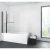 Badewannenaufsatz 2-teilig Aurlane Black Spirit 2 100 x 140 cm Klarglas Profilfarbe schwarz BWF285