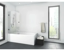 Badewannenaufsatz 1-teilig Aurlane Black Soul 1 80 x 140 cm Klarglas Profilfarbe schwarz BWF111