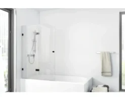 Badewannenaufsatz 2-teilig Aurlane Black Soul 2 100 x 140 cm Klarglas Profilfarbe schwarz BWF211