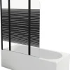 Badewannenaufsatz 3-teilig Aurlane Black Lines 3 125 x 140 cm Klarglas Profilfarbe schwarz BWF350