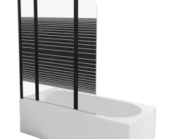 Badewannenaufsatz 3-teilig Aurlane Black Lines 3 125 x 140 cm Klarglas Profilfarbe schwarz BWF350