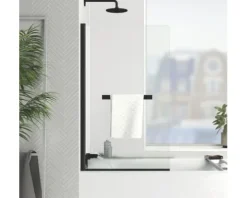 Badewannenaufsatz 1-teilig Aurlane Essential Black 70 x 120 cm Klarglas Profilfarbe schwarz FAC798