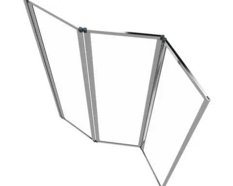 Badewannenaufsatz 3-teilig Aurlane Triple 143 x 125 cm Klarglas Profilfarbe chrom FAC276
