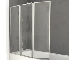 Badewannenaufsatz 3-teilig Aurlane Triple 143 x 125 cm Klarglas Profilfarbe chrom FAC276
