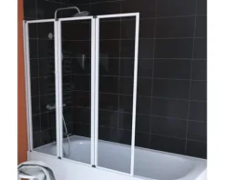 Badewannenaufsatz 3-teilig Aurlane Triple 125 x 143 cm Klarglas Profilfarbe weiß FAC277