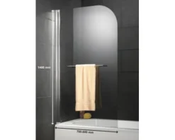 Badewannenaufsatz 1-teilig SCHULTE Komfort 80 x 140 cm Klarglas Profilfarbe aluminium D2650 01 50 140