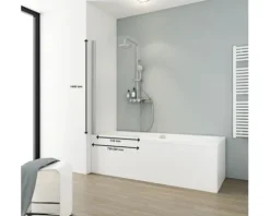 Badewannenaufsatz 1-teilig SCHULTE Komfort 80 x 140 cm Klarglas Profilfarbe chromoptik D1650 41 50 140