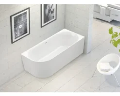 Badewanne OTTOFOND Afinar Corner 80 x 180 cm linke Ecke abgerundet weiß glänzend 703945