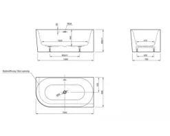 Badewanne OTTOFOND Afinar Corner XS 80 x 155 cm linke Ecke abgerundet weiß glänzend 703941