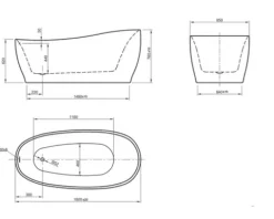Badewanne OTTOFOND Sempre 85 x 180 cm schwarz glänzend 703913