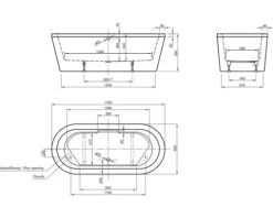 Badewanne OTTOFOND Trend 180 x 80 cm weiß glänzend 703202
